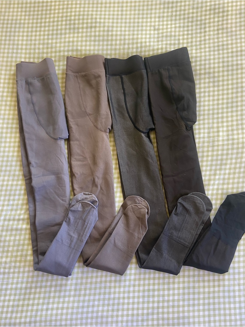 Women’s Fleece Lined Tights - Set of 4 Brown and Black and Grey XL